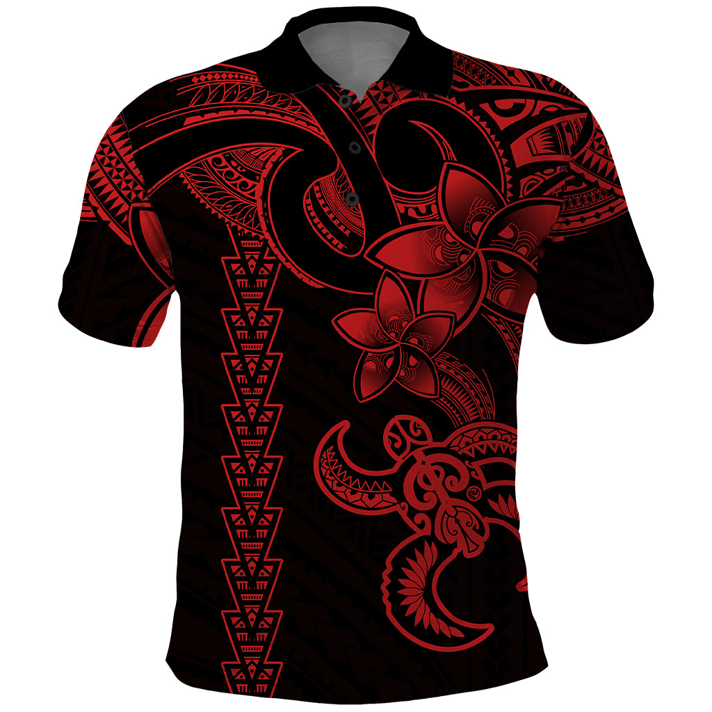 Hawaiian Tribal Polo Shirt Polynesian Kakau Turtle Red LT9 Red - Polynesian Pride