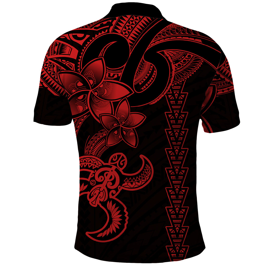 Hawaiian Tribal Polo Shirt Polynesian Kakau Turtle Red LT9 - Polynesian Pride