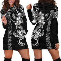 Hawaiian Tribal Hoodie Dress Polynesian Kakau Turtle - White LT9 - Polynesian Pride