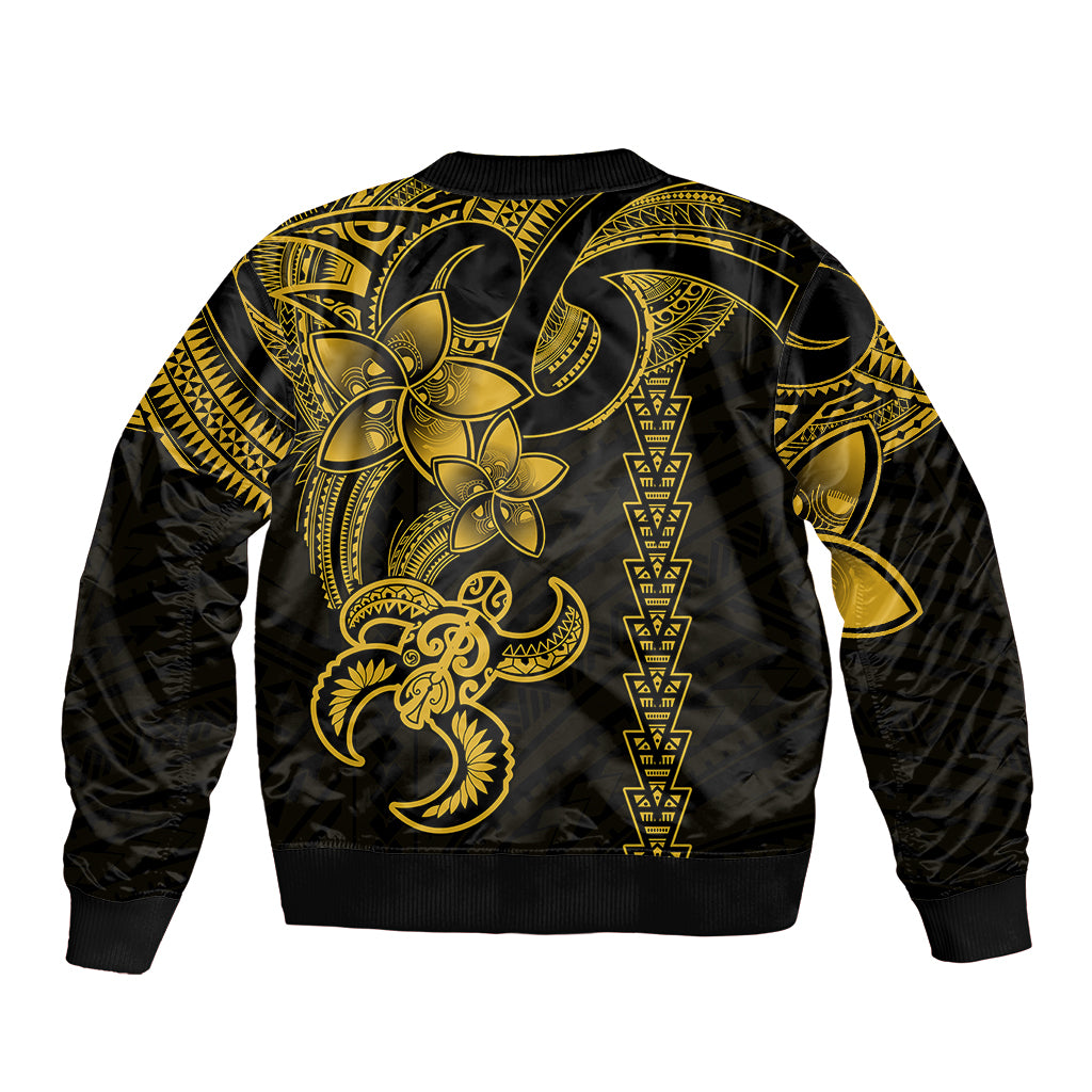 Hawaiian Tribal Sleeve Zip Bomber Jacket Polynesian Kakau Turtle - Yellow LT9 - Polynesian Pride