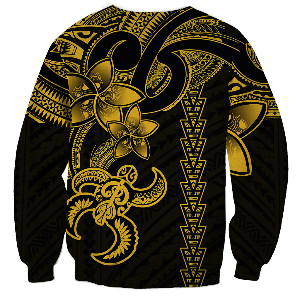 Hawaiian Tribal Sweatshirt Polynesian Kakau Turtle - Yellow LT9 - Polynesian Pride