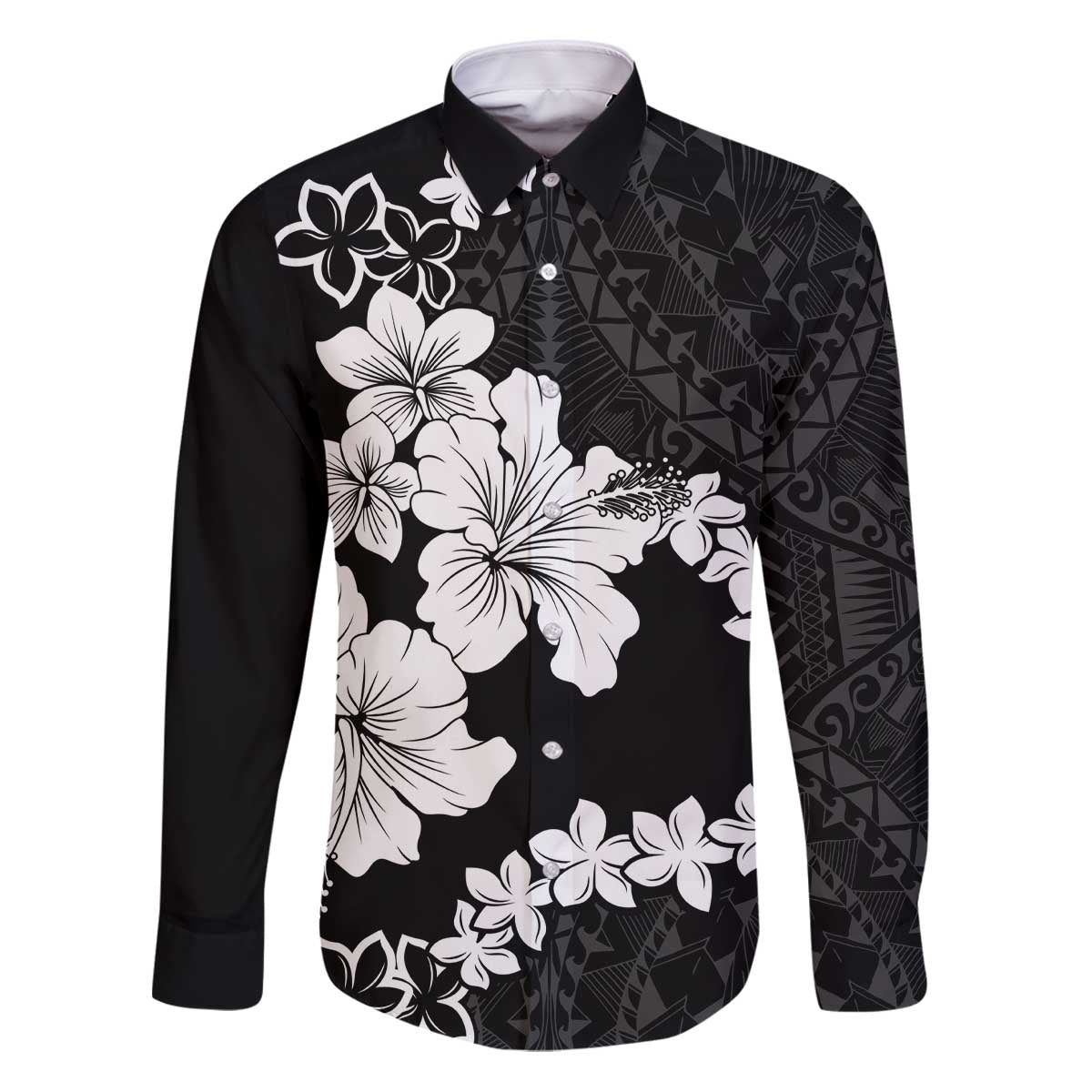 American Samoa Lotu Tamaiti Family Matching Puletasi and Hawaiian Shirt White Sunday Plumeria Black Vibe