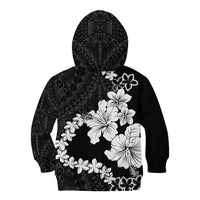 American Samoa Lotu Tamaiti Kid Hoodie White Sunday Plumeria Black Vibe