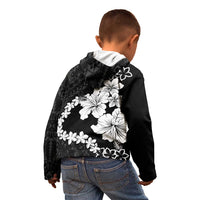 American Samoa Lotu Tamaiti Kid Hoodie White Sunday Plumeria Black Vibe