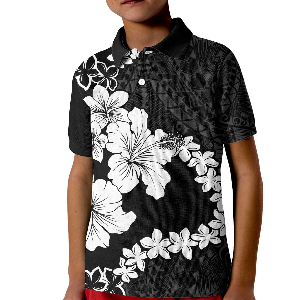 American Samoa Lotu Tamaiti Kid Polo Shirt White Sunday Plumeria Black Vibe