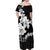 American Samoa Lotu Tamaiti Off Shoulder Maxi Dress White Sunday Plumeria Black Vibe
