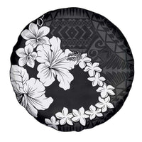 American Samoa Lotu Tamaiti Spare Tire Cover White Sunday Plumeria Black Vibe