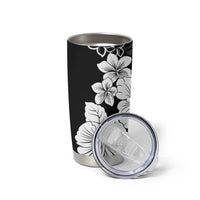 American Samoa Lotu Tamaiti Tumbler Cup White Sunday Plumeria Black Vibe