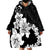 American Samoa Lotu Tamaiti Wearable Blanket Hoodie White Sunday Plumeria Black Vibe