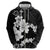 American Samoa Lotu Tamaiti Zip Hoodie White Sunday Plumeria Black Vibe