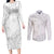 American Samoa Lotu Tamaiti Couples Matching Long Sleeve Bodycon Dress and Long Sleeve Button Shirt White Sunday Plumeria White Vibe