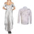 American Samoa Lotu Tamaiti Couples Matching Summer Maxi Dress and Long Sleeve Button Shirt White Sunday Plumeria White Vibe