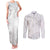 American Samoa Lotu Tamaiti Couples Matching Tank Maxi Dress and Long Sleeve Button Shirt White Sunday Plumeria White Vibe