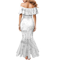 American Samoa Lotu Tamaiti Family Matching Mermaid Dress and Hawaiian Shirt White Sunday Plumeria White Vibe