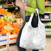 American Samoa Lotu Tamaiti Grocery Bag White Sunday Plumeria White Vibe