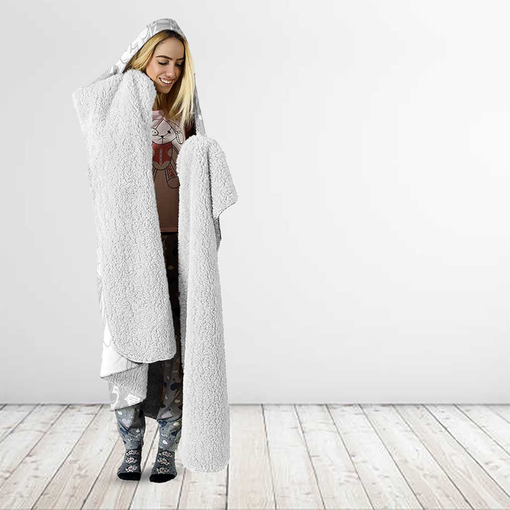 American Samoa Lotu Tamaiti Hooded Blanket White Sunday Plumeria White Vibe