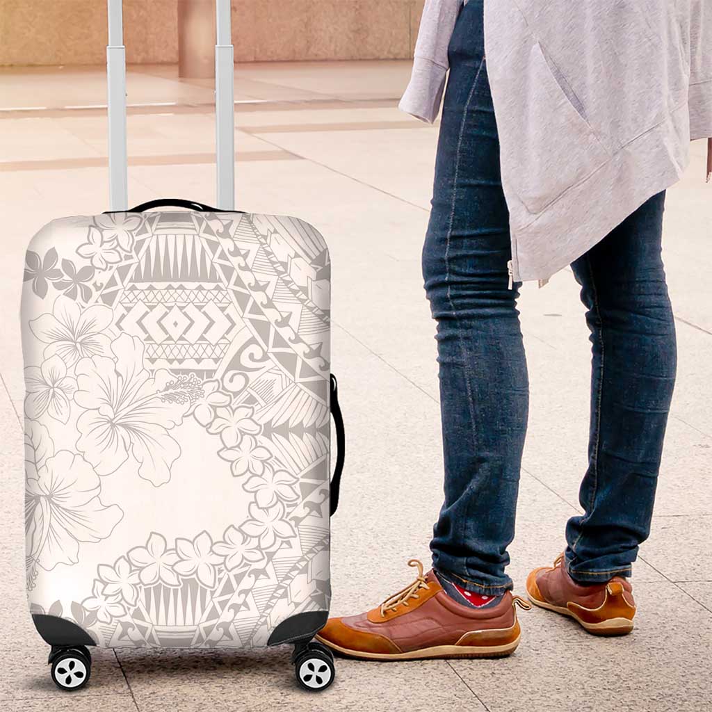 American Samoa Lotu Tamaiti Luggage Cover White Sunday Plumeria White Vibe