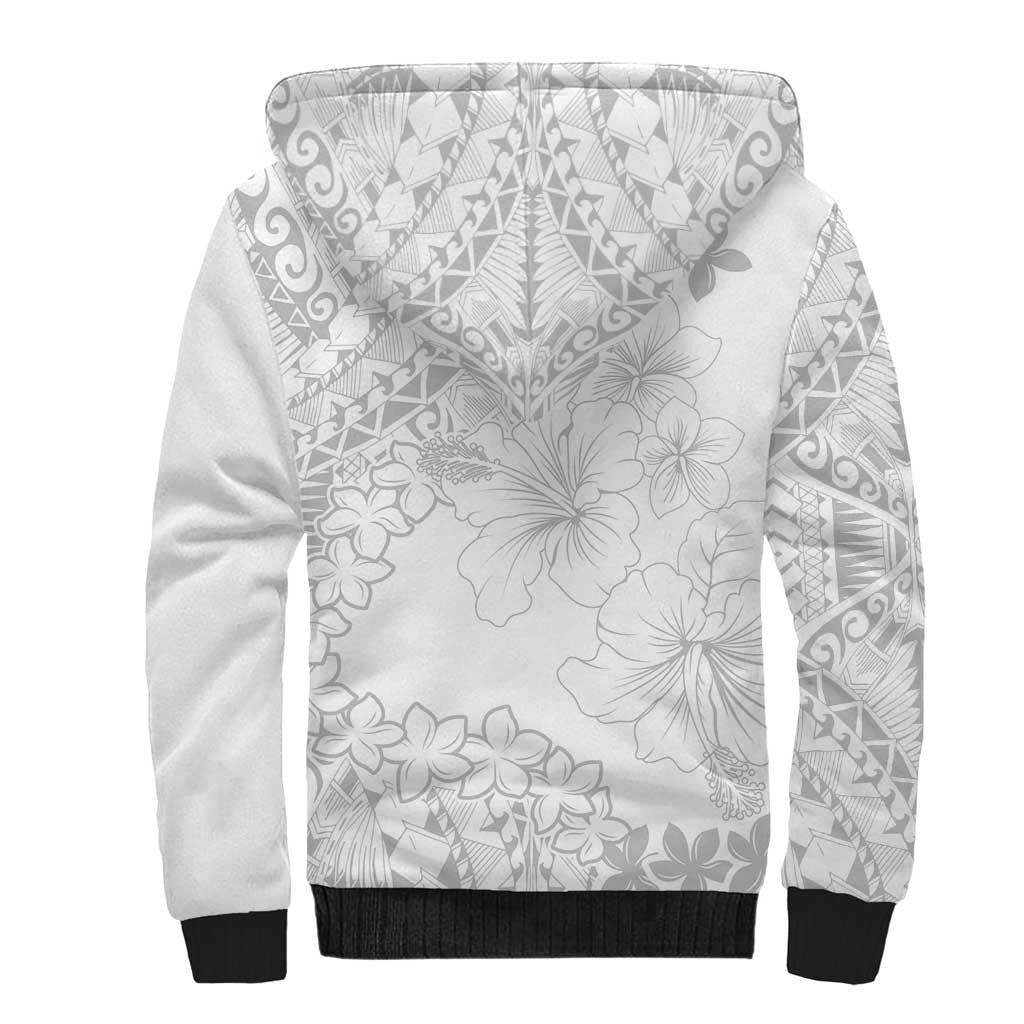 American Samoa Lotu Tamaiti Sherpa Hoodie White Sunday Plumeria White Vibe