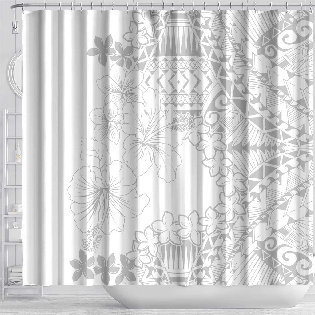 American Samoa Lotu Tamaiti Shower Curtain White Sunday Plumeria White Vibe