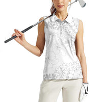 American Samoa Lotu Tamaiti Women Sleeveless Polo Shirt White Sunday Plumeria White Vibe