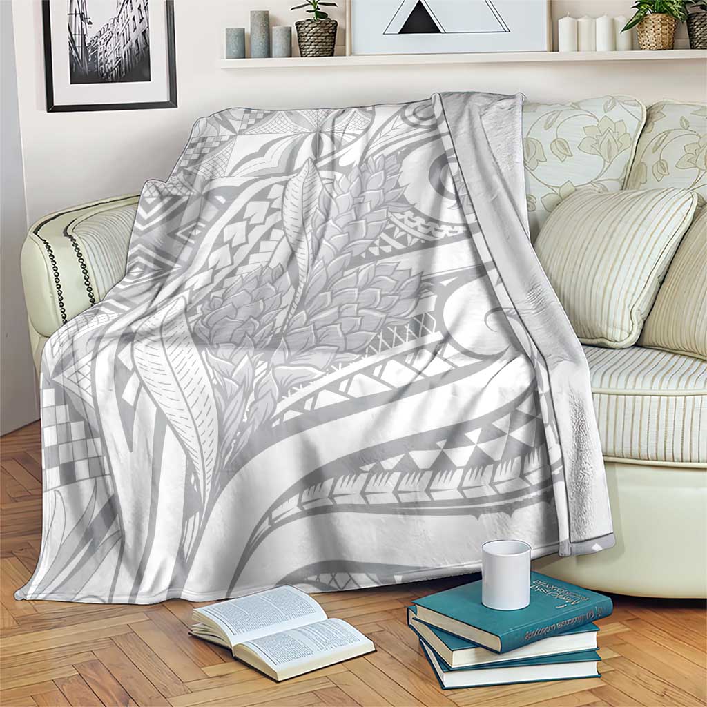 Lotu Tamaiti Samoa Siapo Blanket White Sunday With Teuila Torch Ginger LT9 White - Polynesian Pride