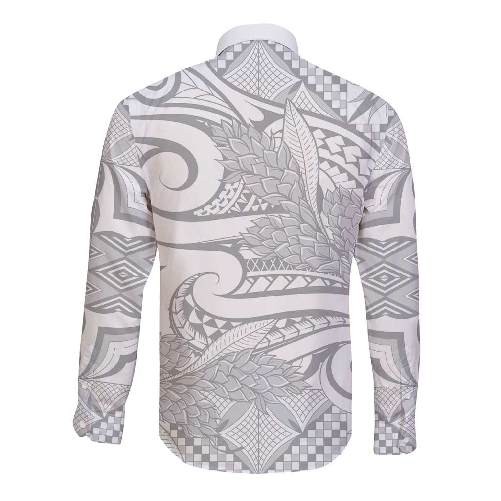 Lotu Tamaiti Samoa Siapo Long Sleeve Button Shirt White Sunday With Teuila Torch Ginger