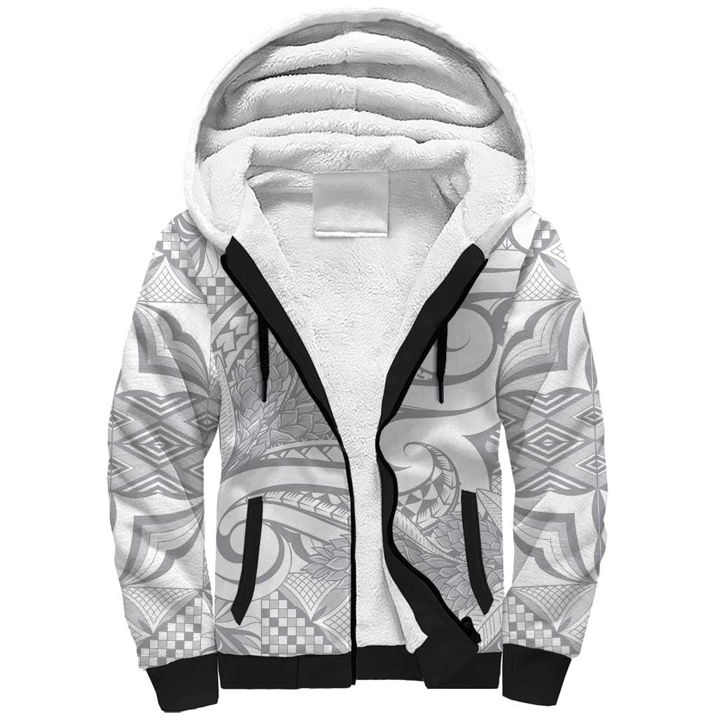 Lotu Tamaiti Samoa Siapo Sherpa Hoodie White Sunday With Teuila Torch Ginger LT9 Unisex White - Polynesian Pride