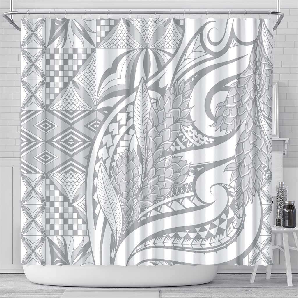 Lotu Tamaiti Samoa Siapo Shower Curtain White Sunday With Teuila Torch Ginger