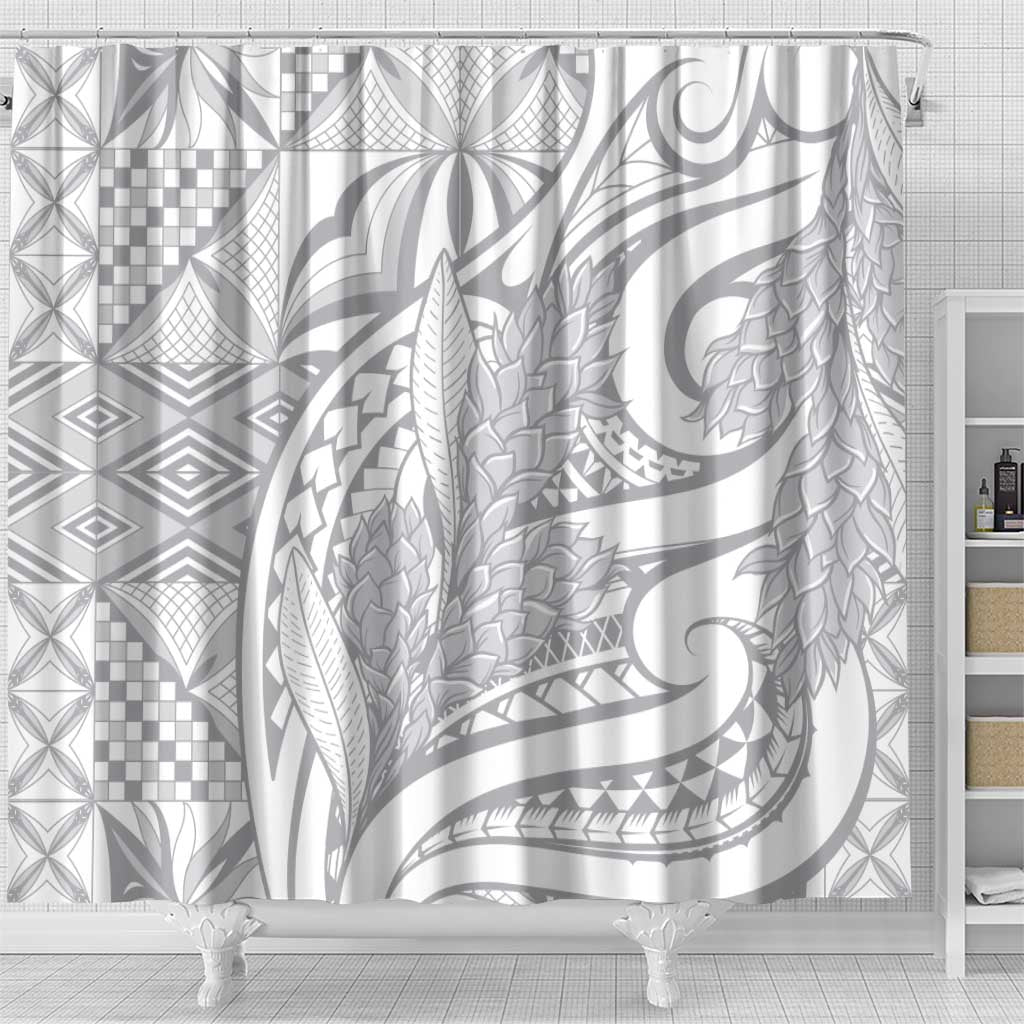 Lotu Tamaiti Samoa Siapo Shower Curtain White Sunday With Teuila Torch Ginger