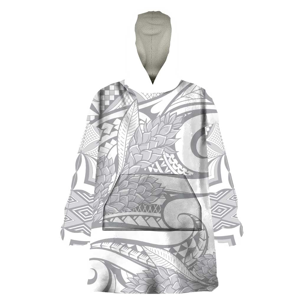 Lotu Tamaiti Samoa Siapo Wearable Blanket Hoodie White Sunday With Teuila Torch Ginger LT9 One Size White - Polynesian Pride