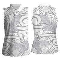 Lotu Tamaiti Samoa Siapo Women Sleeveless Polo Shirt White Sunday With Teuila Torch Ginger