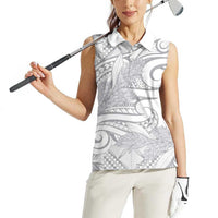 Lotu Tamaiti Samoa Siapo Women Sleeveless Polo Shirt White Sunday With Teuila Torch Ginger