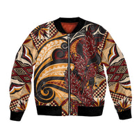 Vintage Samoa Siapo Bomber Jacket With Teuila Torch Ginger LT9 Unisex Art - Polynesian Pride