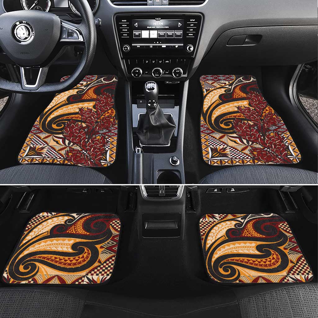 Vintage Samoa Siapo Car Mats With Teuila Torch Ginger LT9 Set 4pcs Art - Polynesian Pride