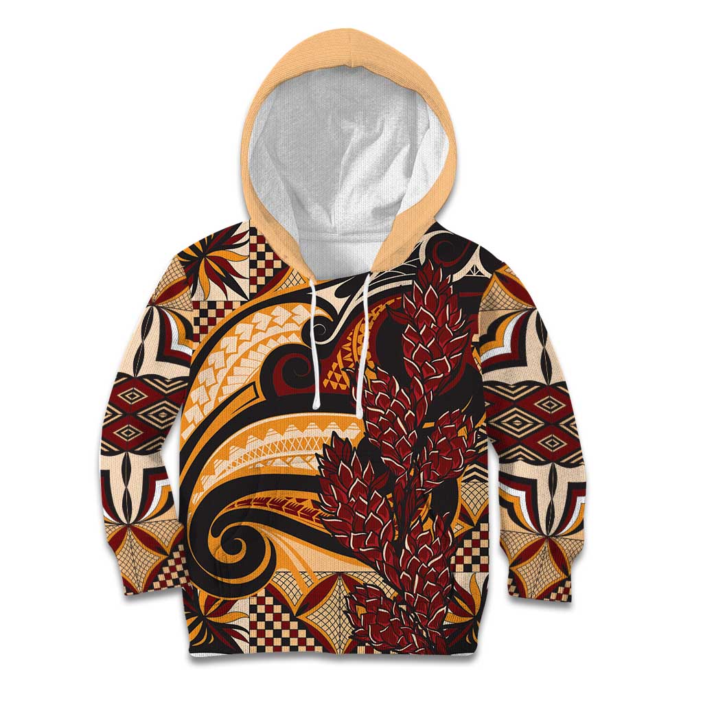 Vintage Samoa Siapo Kid Hoodie With Teuila Torch Ginger LT9 Hoodie Art - Polynesian Pride