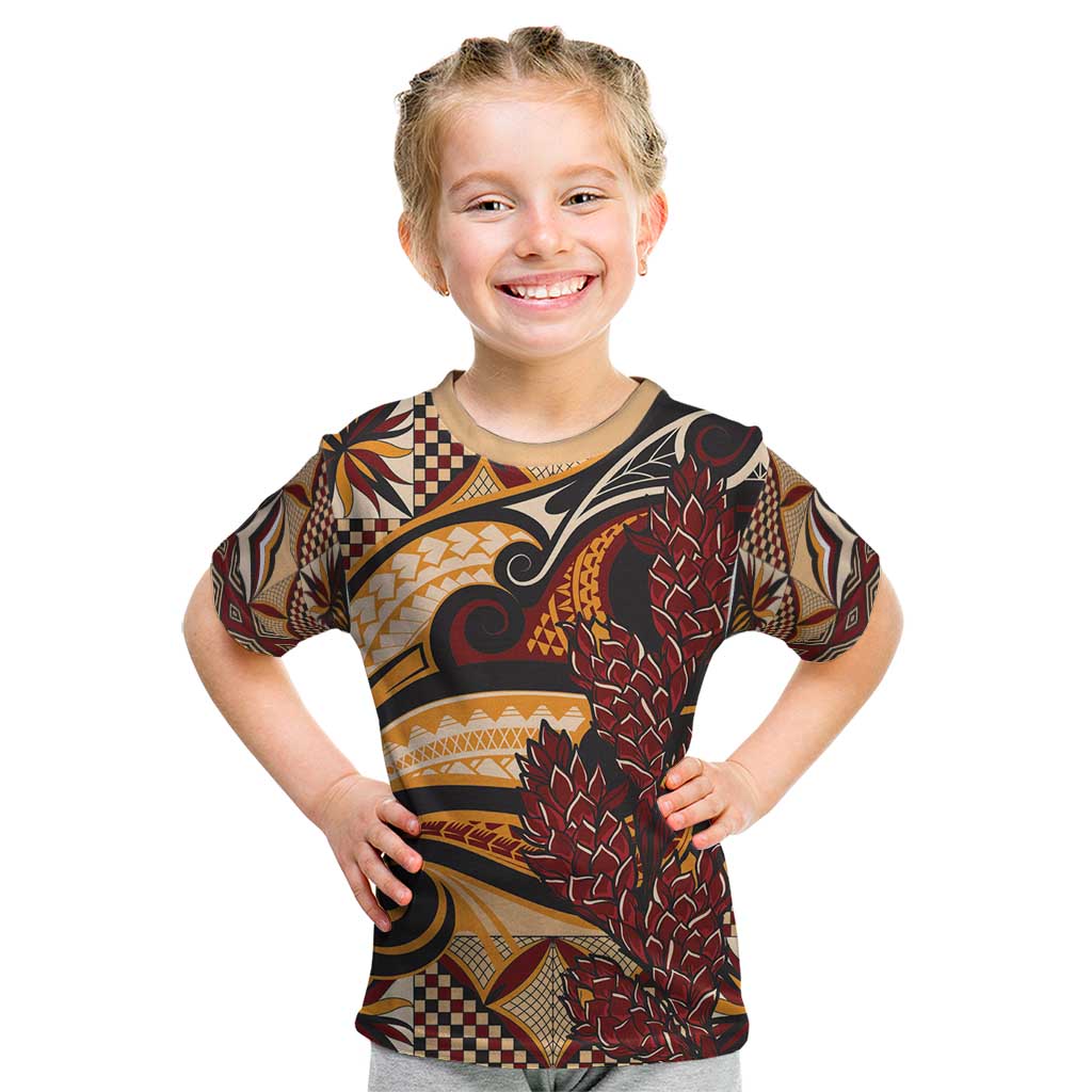 Vintage Samoa Siapo Kid T Shirt With Teuila Torch Ginger LT9 Art - Polynesian Pride