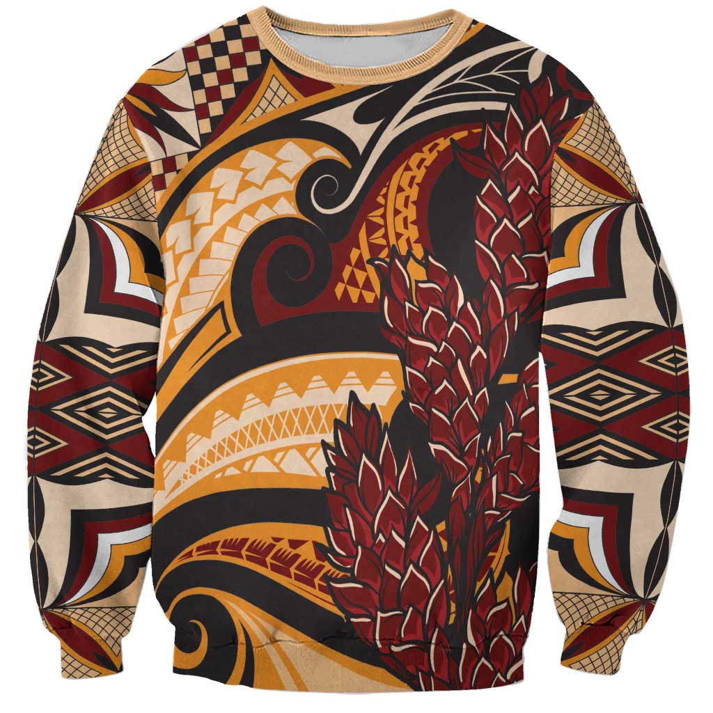 Vintage Samoa Siapo Sweatshirt With Teuila Torch Ginger LT9 Unisex Art - Polynesian Pride
