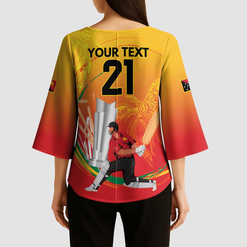 Custom Cricket PNG East Asia-Pacific Kimono Sleeve Blouse Papua New Guinea Rise to Power - Polynesian Pride