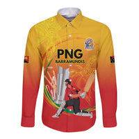 Custom Cricket PNG East Asia-Pacific Long Sleeve Button Shirt Papua New Guinea Rise to Power - Polynesian Pride
