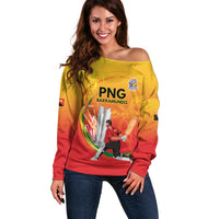Custom Cricket PNG East Asia-Pacific Off Shoulder Sweater Papua New Guinea Rise to Power - Polynesian Pride