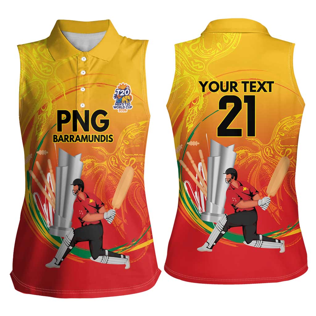 Custom Cricket PNG East Asia-Pacific Women Sleeveless Polo Shirt Papua New Guinea Rise to Power - Polynesian Pride