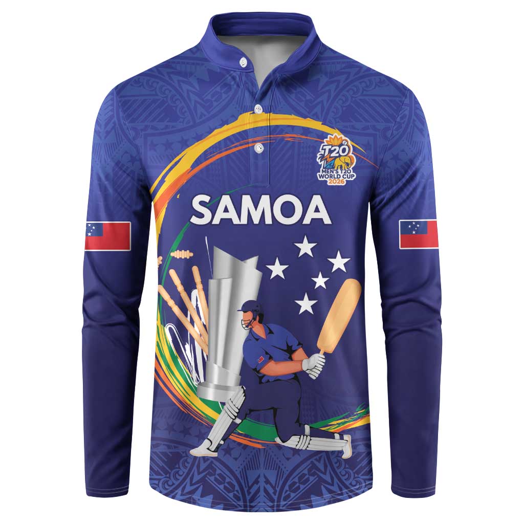 Custom Cricket Samoa East Asia-Pacific Button Sweatshirt Samoa Storming the Limits LT9 Blue - Polynesian Pride