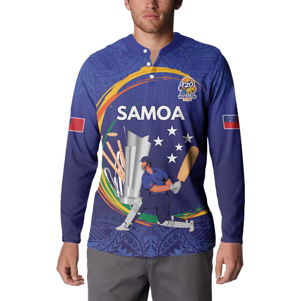 Custom Cricket Samoa East Asia-Pacific Button Sweatshirt Samoa Storming the Limits - Polynesian Pride