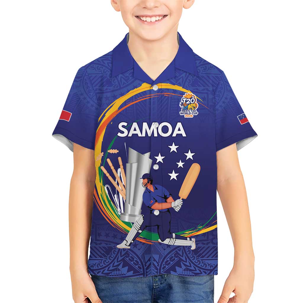 Custom Cricket Samoa East Asia-Pacific Kid Hawaiian Shirt Samoa Storming the Limits LT9 Kid Blue - Polynesian Pride