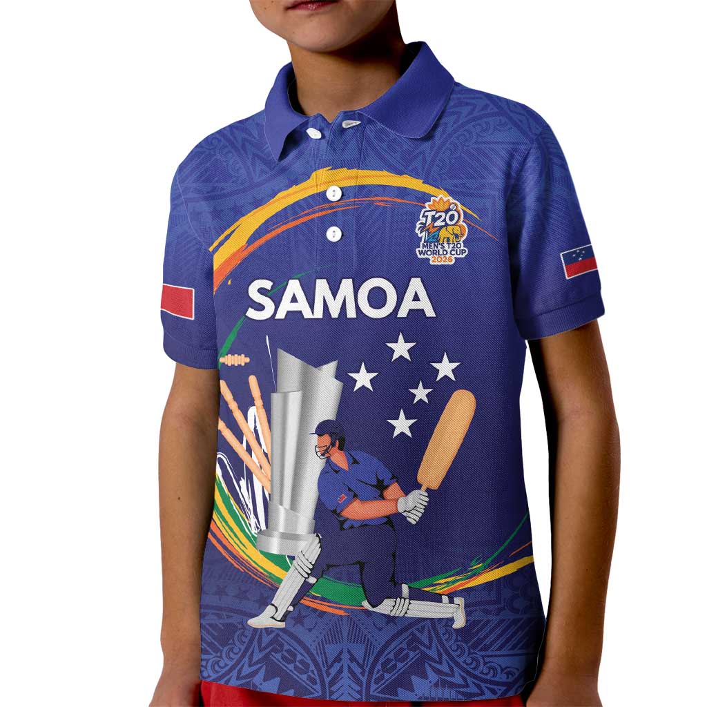 Custom Cricket Samoa East Asia-Pacific Kid Polo Shirt Samoa Storming the Limits LT9 Kid Blue - Polynesian Pride