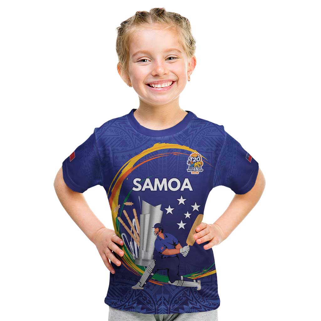 Custom Cricket Samoa East Asia-Pacific Kid T Shirt Samoa Storming the Limits LT9 Blue - Polynesian Pride