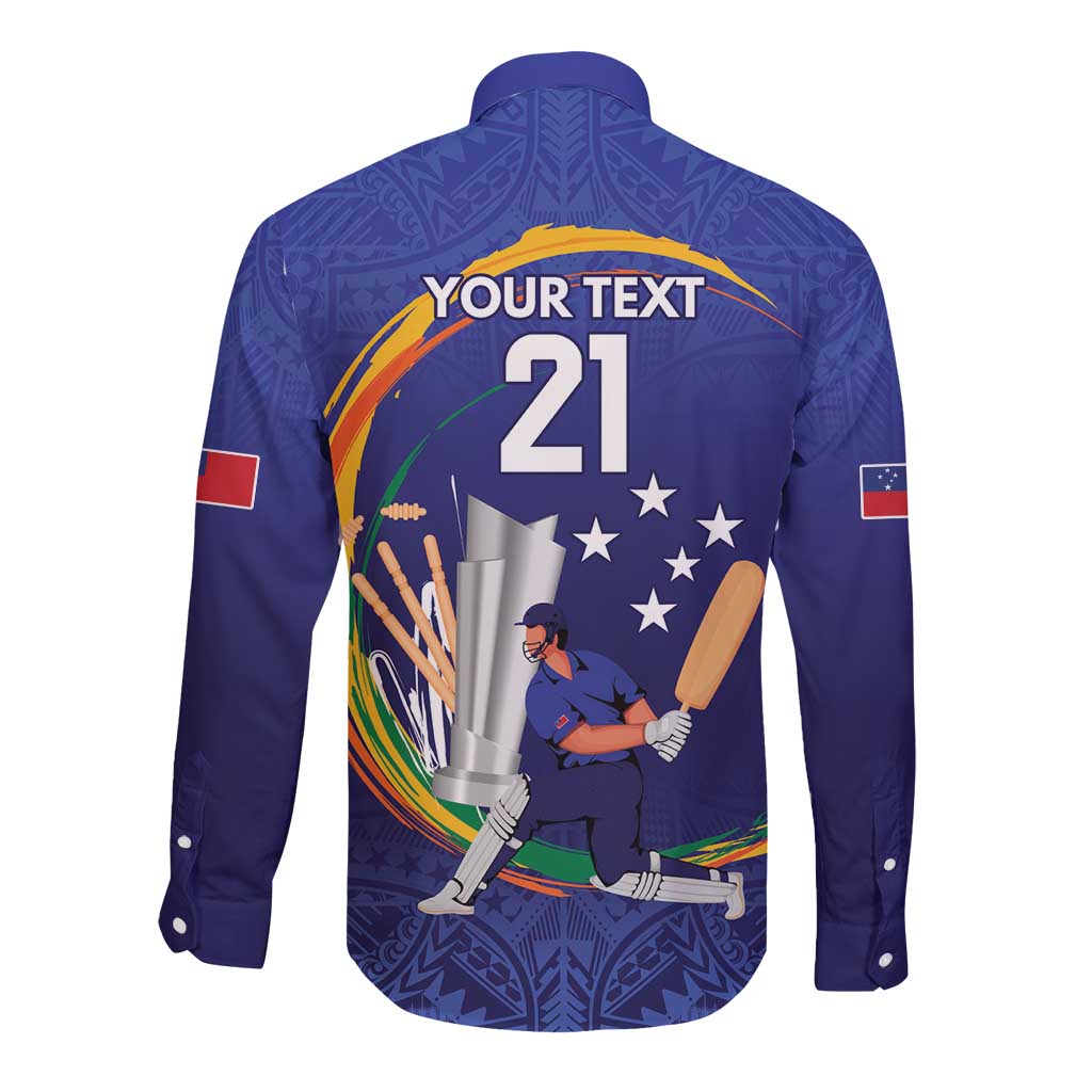 Custom Cricket Samoa East Asia-Pacific Long Sleeve Button Shirt Samoa Storming the Limits - Polynesian Pride