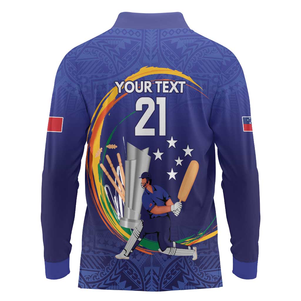 Custom Cricket Samoa East Asia-Pacific Long Sleeve Polo Shirt Samoa Storming the Limits LT9 - Polynesian Pride