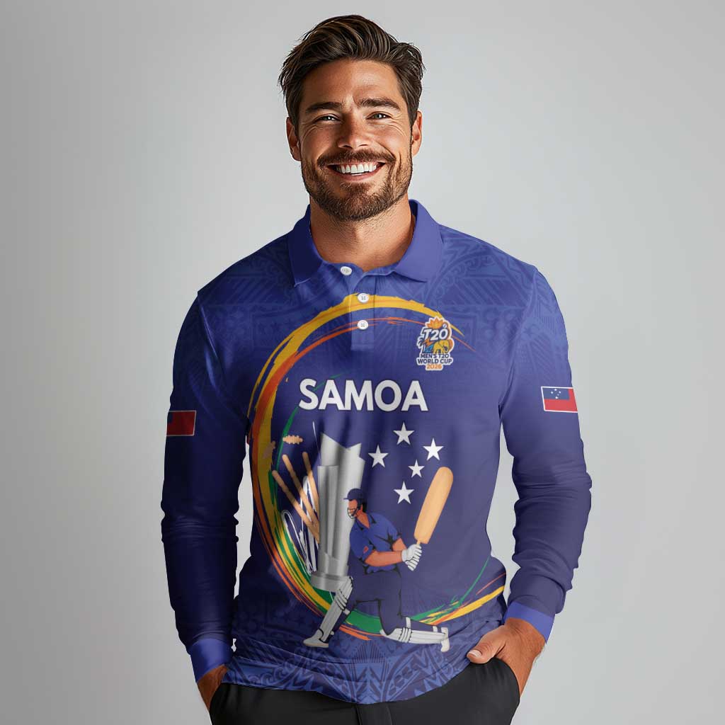 Custom Cricket Samoa East Asia-Pacific Long Sleeve Polo Shirt Samoa Storming the Limits LT9 - Polynesian Pride