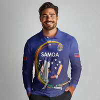Custom Cricket Samoa East Asia-Pacific Long Sleeve Polo Shirt Samoa Storming the Limits LT9 - Polynesian Pride